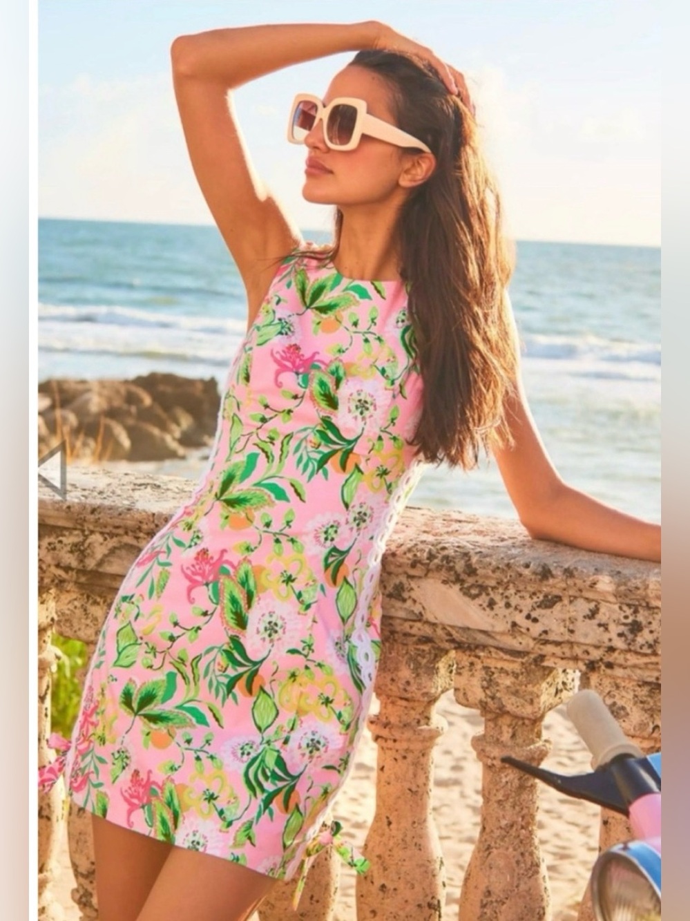 Lilly Pulitzer sz10 Via Amore Spritzer Mila Embroidered Bows Pink Green EUC